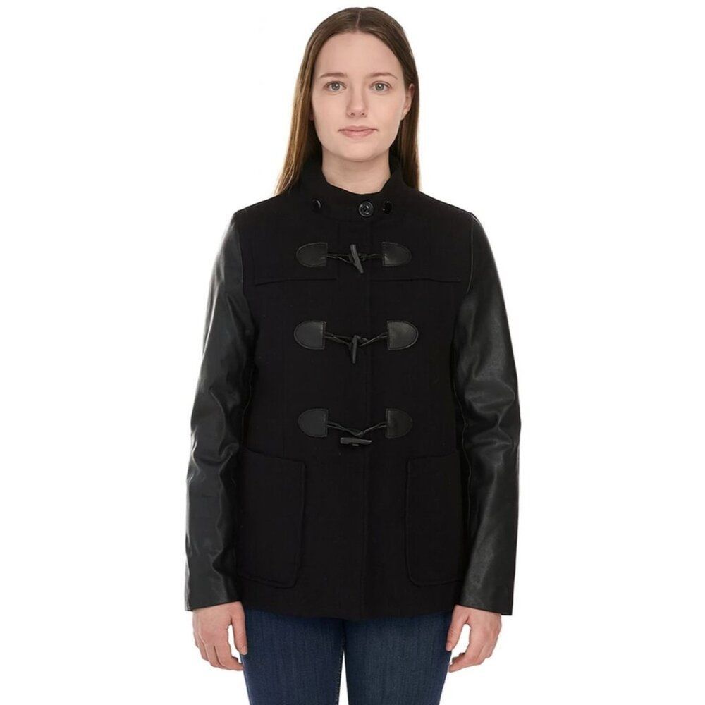 Route 66 Jacket Coat Vegan Wool Black Winter Peacoat Women's WOMAN'S Large